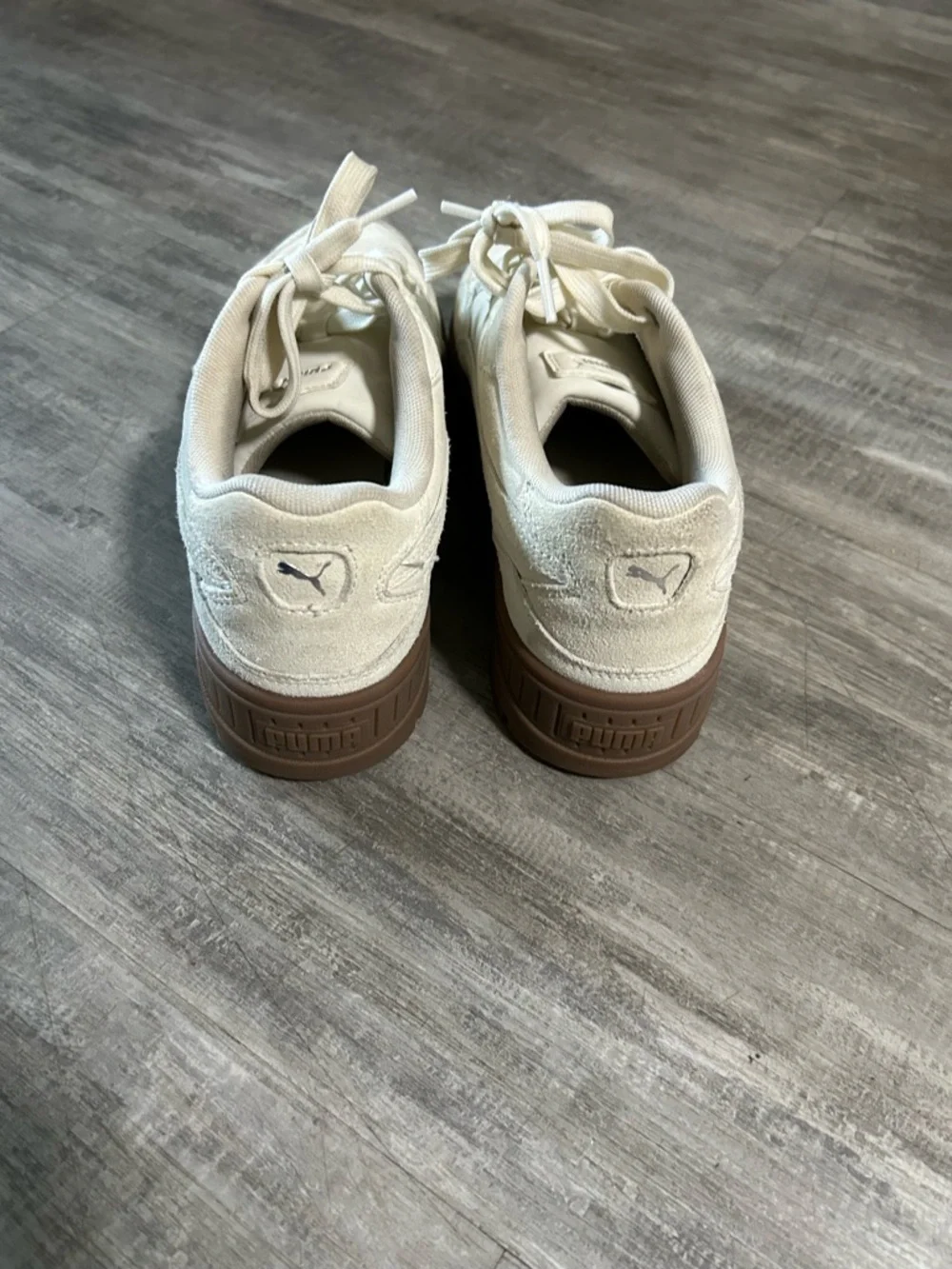 Puma Karmen 11 Suede Idol Platform Sneakers Size 9.5 Cream - Picture 3 of 7